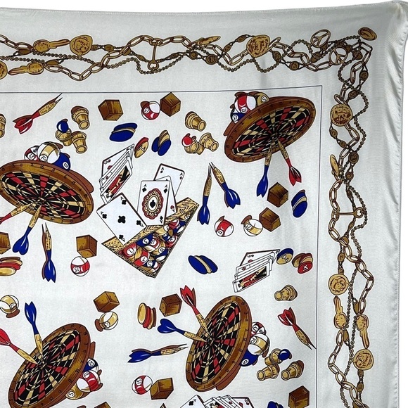 Vintage Retro Pub Scene Square Scarf Playing Games Darts Cards Pool Las Vegas - Picture 7 of 10